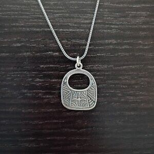 Silpada Sterling Silver Etched Floral Basket Necklace N1929 • 17” Chain
